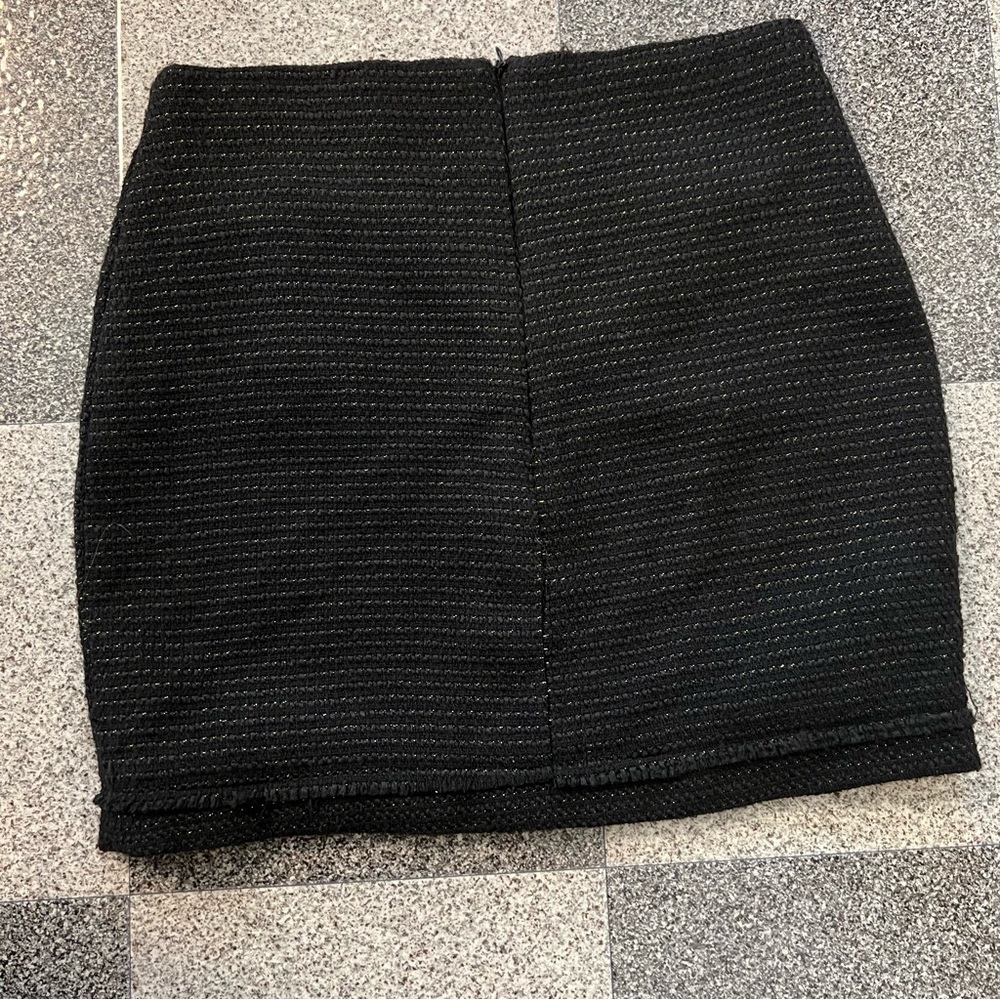 Bishop + Young Cavalli Black Tweed Mini Skirt with Gold Button- XS - Picture 5 of 9